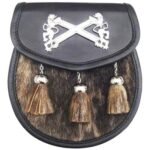 Seal-Skin-Sporran-Rampant-Lion-Badge-on-Leather-Flap-Chain-Straps-included