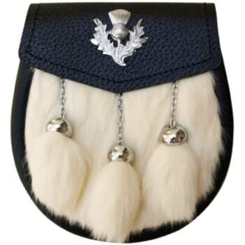 Semi-dress-fur-sporran-white-fur-on-the-front-with-nickel-plated-rampant-lion-badge