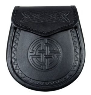 Sporran-Celtic-Embossed-Leather-Smooth-Finish-chain-straps-included