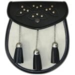 White-Rabbit-Fur-Sporran-Celtic-Knot-design-head-on-flap-snap-closure