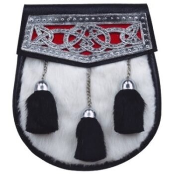 White-Rabbit-Fur-Sporran-Celtic-Knot-design-head-on-flap-snap-closure-2
