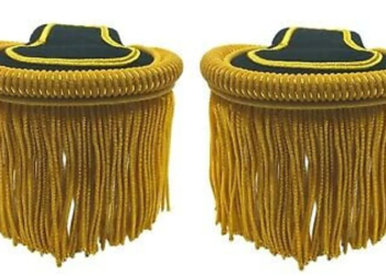 Shoulder Epaulette Black and Gold, Marching Band Epaulette, Fringe Epaulette