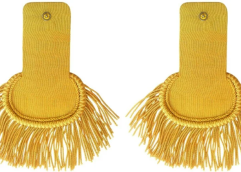 Gold Bullion Shoulder Epaulettes with Fringe Marching Band Epaulette Board