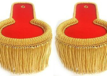 Red Blazer Gold Shoulder Epaulettes, Gold Fringe Marching Band Epaulete