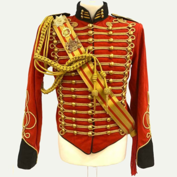Men's Red Jacket Ceremonial Hussar Officers Jacket,Mens Fashion Military Style Jacket,Accessories not included in price