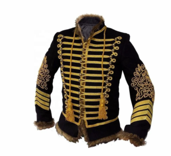 Men's Black Napoleonic Hussar Jacket with Hand embroidery,Men's Fashion Hussar Jacket