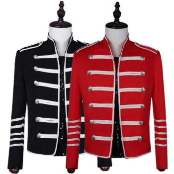 Men's British Military Hussar Jacket Artillery Tunic Uniform Drummer Coat Rock Band Outfit Blazer Top Suit Mess Dress Steampunk Jacket