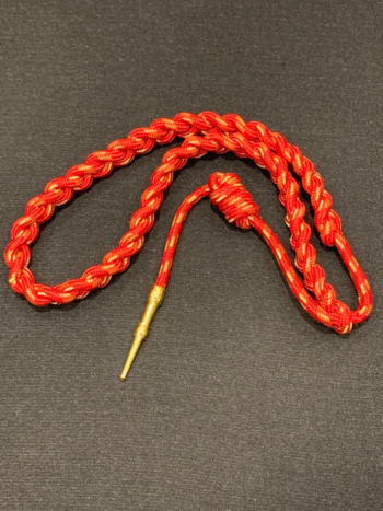 Shoulder Cord- Aiguillette Interwoven Red And Gold 1 Knot 1 Brass Tip High quality Handmade with Twisted Red And Gold Threads