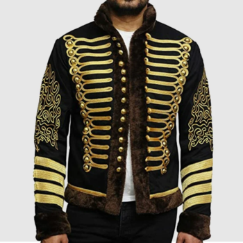 Hussar Jimi Hendrix Inspired Parade Jacket Military Drummer Officer Faux Fur , handmade light hussar jacket, men's hussar jacket online