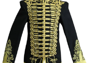 Gothic Military Steampunk Black Wool Jacket Braid Collar – Custom Made