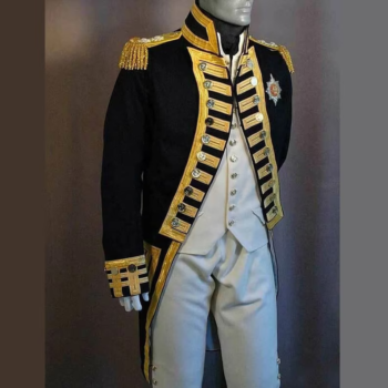New Men British Royal Navy Vice-Admiral Historical Military Jacket, Steampunk admiral hussar jacket, Accessories are not included in price