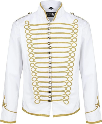 White Military Steampunk Hussar Parade Jacket Men's Tunic Hussars Jacket Military Uniform For Men & Woment