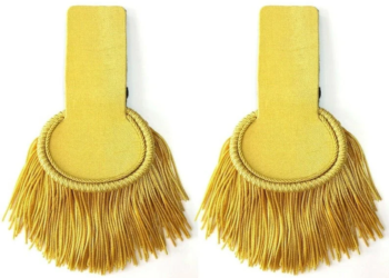 Gold Shoulder Epaulettes with Fringe Yellow Marching Band Epaulette, fancy shoulder epaulets, Bullion braid epaulets, Gold braid epaulets