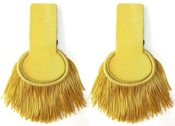 Gold Shoulder Epaulettes with Fringe Yellow Marching Band Epaulette, fancy shoulder epaulets, Bullion braid epaulets, Gold braid epaulets